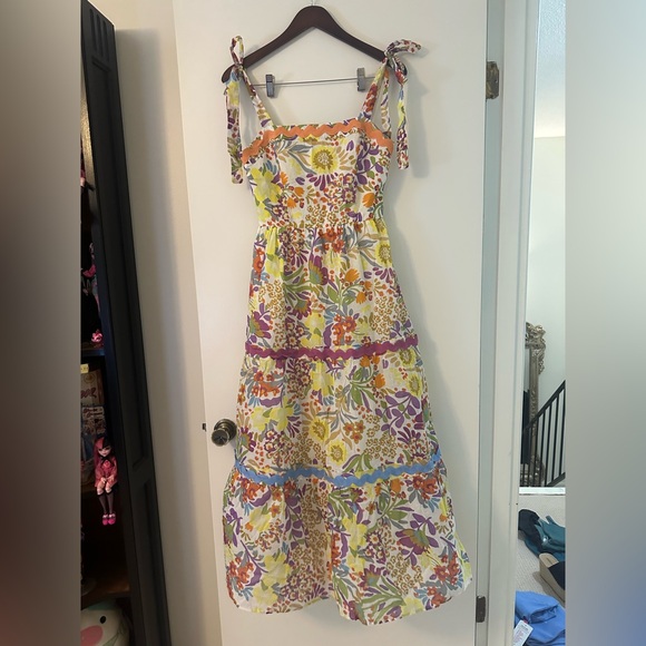 FATE Twill Tie Shoulder Floral Maxi Dress Womens Size Small - Picture 3 of 6